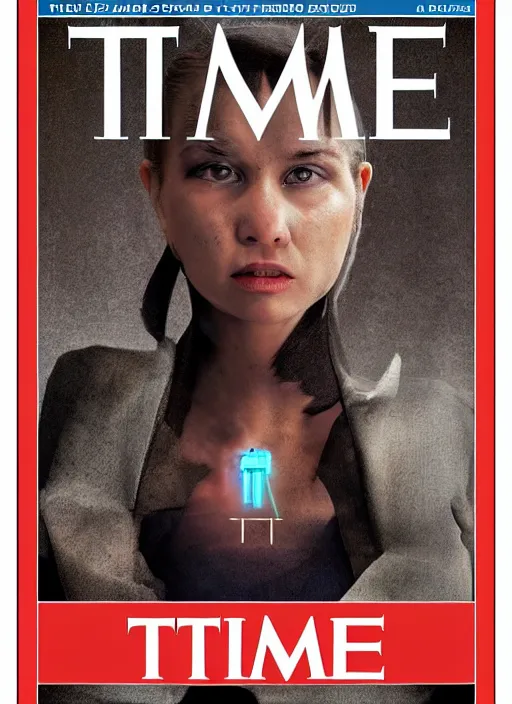 Image similar to TIME magazine cover, the coming AI singularity, 4k