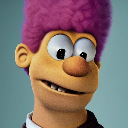 Image similar to stunning award winning hyperrealistic hdr 8 k highly detailed portrait photo of barney from the simpsons as a real human