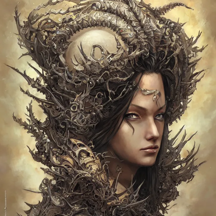 Image similar to a hyper detailed anime face portrait of the queen of blades, symmetrical, a beautiful face, by dorian cleavenger, by greg rutkowski, by wlop, by astri lohne, by zdzisław beksinsk