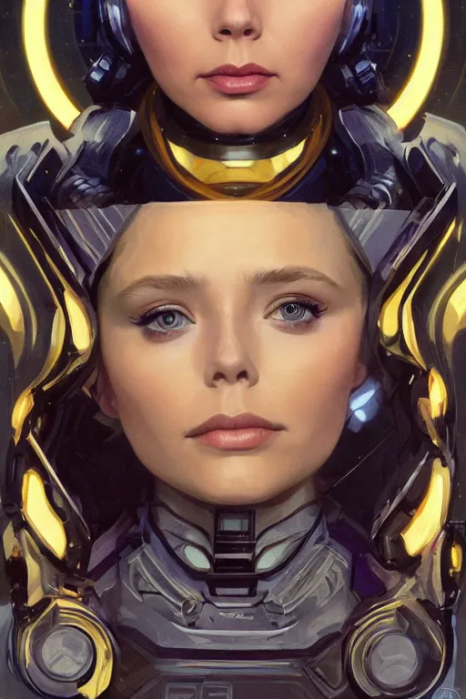 Image similar to young Elizabeth Olsen as a ruggedly beautiful retro SCI-FI space heroine 1985 , intricate, elegant, highly detailed, centered, digital painting, artstation, concept art, smooth, sharp focus, illustration, art by artgerm and donato giancola and Joseph Christian Leyendecker, Ross Tran, WLOP