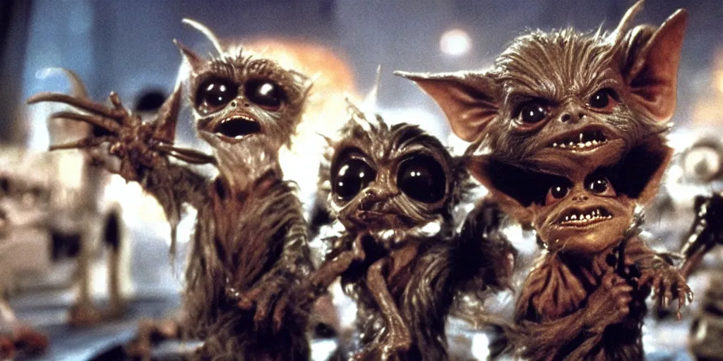 Image similar to frame from star wars gremlins