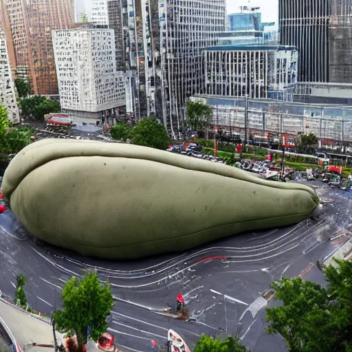 Image similar to a giant 1 0 0 meter bean in the middle of a city