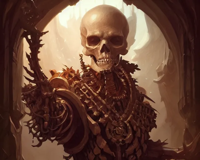 Image similar to oldman casting summon skeleton, deep focus, d & d, fantasy, intricate, elegant, highly detailed, digital painting, artstation, concept art, matte, sharp focus, illustration, hearthstone, art by artgerm and greg rutkowski and alphonse mucha