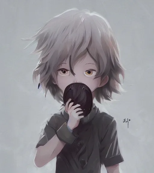 Image similar to beautiful little boy anime character inspired by jason voorhees, art by rossdraws, wlop, ilya kuvshinov, artgem lau, sakimichan and makoto shinkai, horror cinematic composition, anatomically correct, extremely coherent, realistic, mask, smooth, hd, long hair