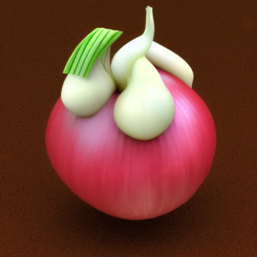 Image similar to crying onion cartoon, 3 d render