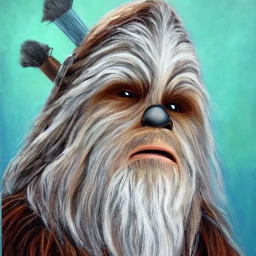 Prompt: chewbacca as gandalf, painting,