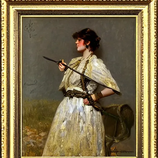 Image similar to female adventurer by alfred stevens