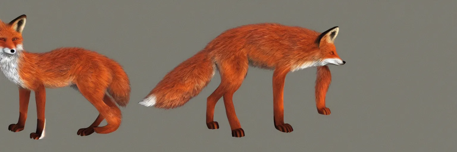 Image similar to a photorealistic humanoid fox, antrophomorphic