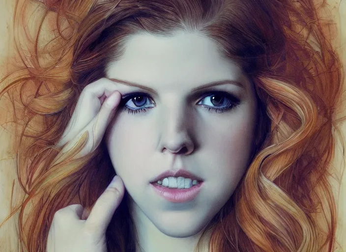 Image similar to a highly detailed beautiful portrait anna kendrick, james gurney, james jean