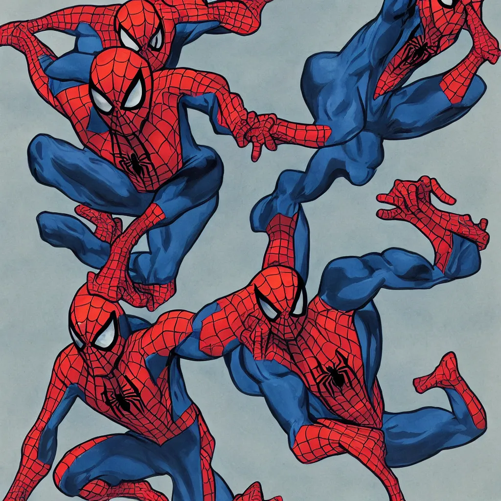 Prompt: gouache on paper glued on the amazing spider - man comic