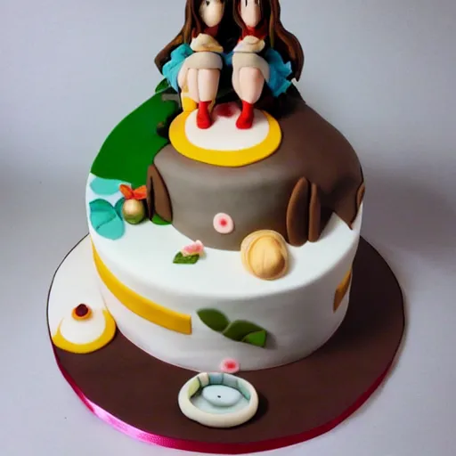 Image similar to a delicious cake, studio ghibli