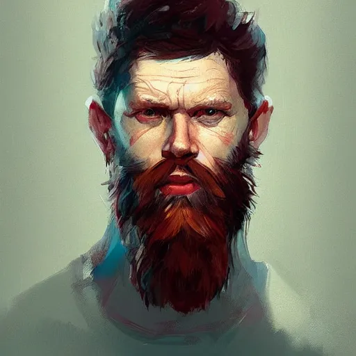 Image similar to portrait of a super friendly man by greg rutkowski, he is about 3 0 years old, english, short red hair, blue eyes, short red beard, highly detailed portrait, digital painting, artstation, concept art, smooth, sharp foccus ilustration, artstation hq