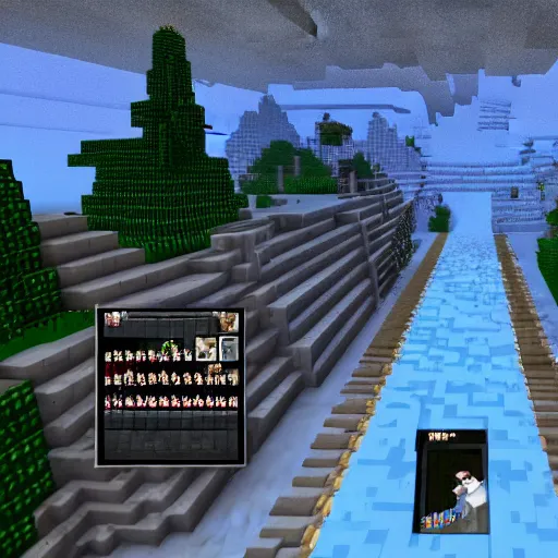 Image similar to Skyrim gameplay of Rick Astley playing Minecraft