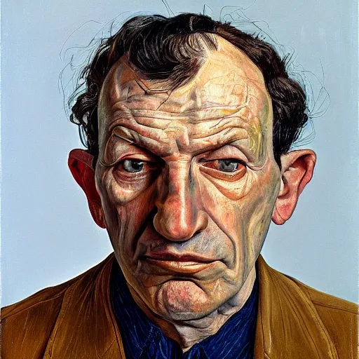 Prompt: high quality high detail painting by lucian freud, hd, portrait of gustavo fringe