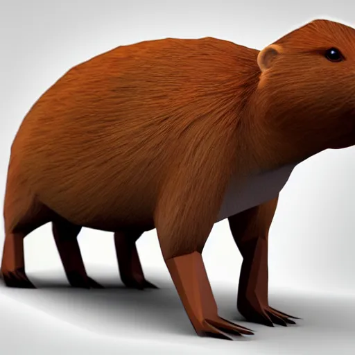 Image similar to cute low-poly capybara, 4k, hd