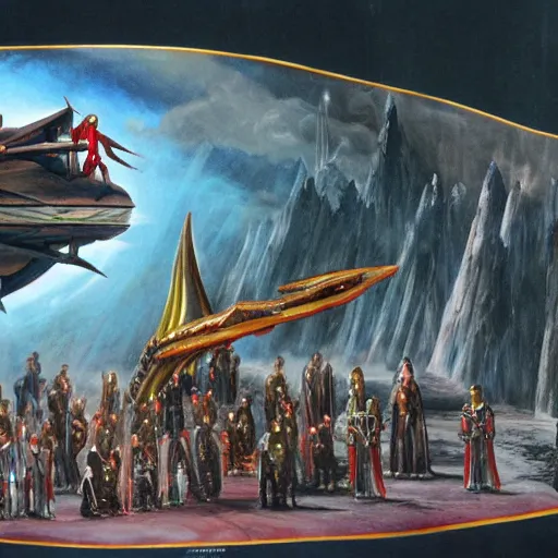 Image similar to A picture of a Klingon Opera, matte painting