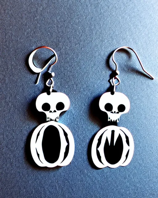 Image similar to tim burton spooky monster, 2 d lasercut earrings,