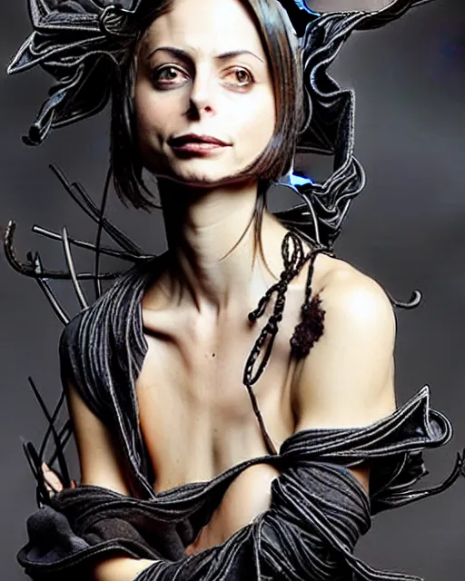 Prompt: style of ellen jewett : : gorgeous willa holland : : evil witch, swirling black magic, black dress : : symmetrical face, symmetrical eyes : : full body pose : : gorgeous black hair : : magic lighting, low spacial lighting : :