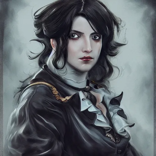 Prompt: portrait of lady dimitrescu from resident evil village, baroque style, elegant, beautiful, mesmerizing, concept art, highly detailed, artstation, behance, deviantart, inspired by innocent manga, inspired by castlevania concept art, trending, ayami kojima, shinichi sakamoto