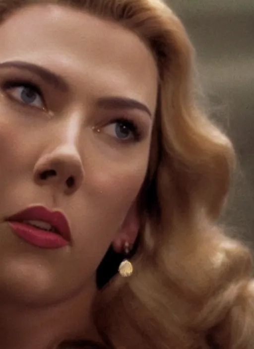 Image similar to movie still of scarlett johannson with a very big bust in goodfellas, directed by martin scorsese