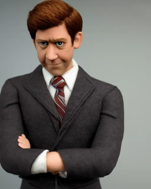 Image similar to jim halpert as a muppet. highly detailed felt. hyper real photo. 4 k.