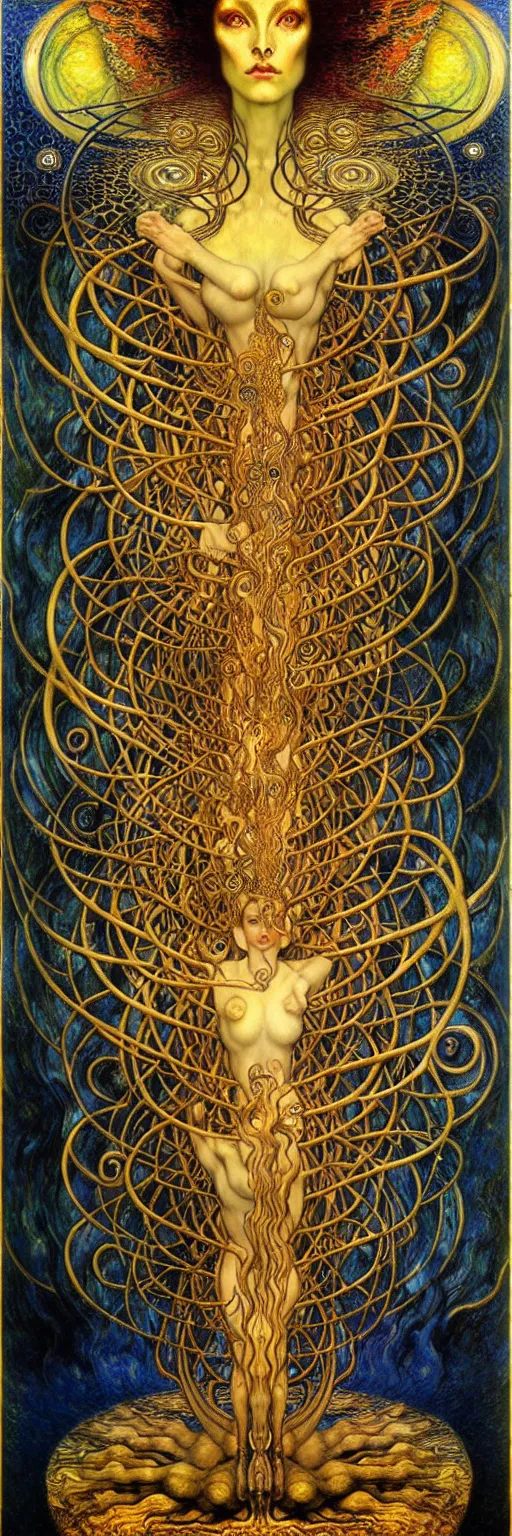 Image similar to Divine Chaos Engine by Karol Bak, Jean Delville, William Blake, Gustav Klimt, and Vincent Van Gogh, symbolist, visionary