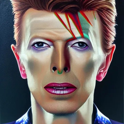 Prompt: a detailed oil painting portrait of David Bowie