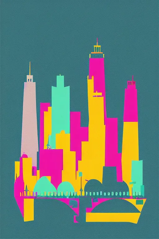 Prompt: minimalist boho style art of colorful melbourne, illustration, vector art