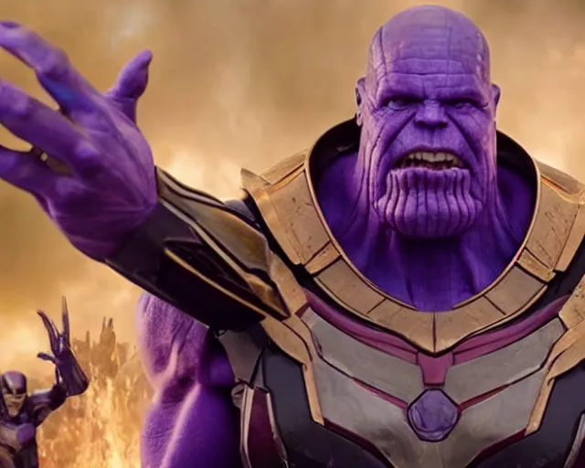 Prompt: news footage of thanos leading the capital insurrection