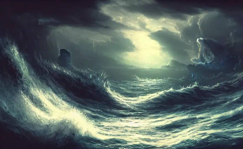 Prompt: a beautiful photo of the monster sea, hyper realistic, natural light, concept art, cozy atmospheric and cinematic lighting