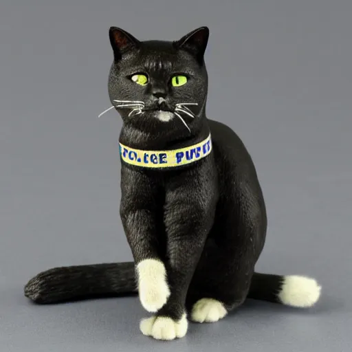 Prompt: action figure of police cat with accessories