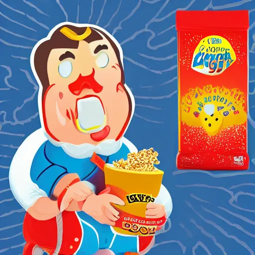 Image similar to silly cover illustration for a box of fat George Washington kids' sugar cereal