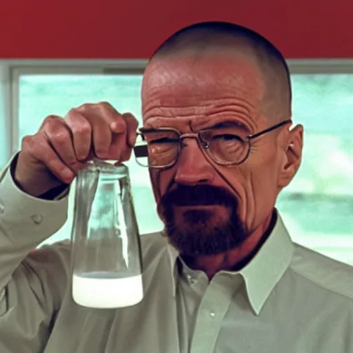 Image similar to walter white drinking milk