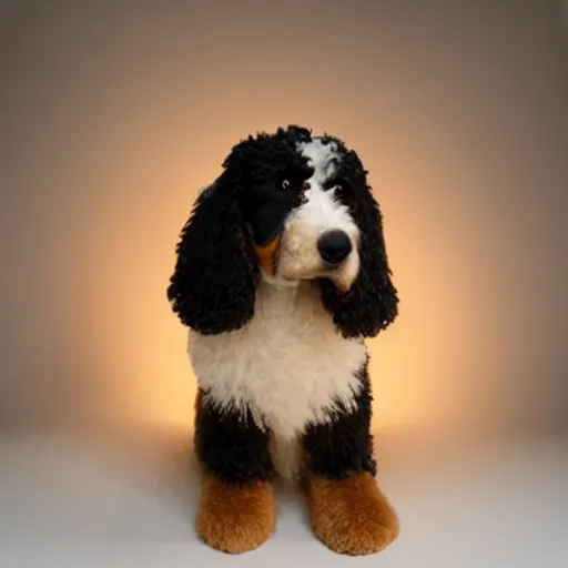 Image similar to bernedoodle made out of cotton studio lighting