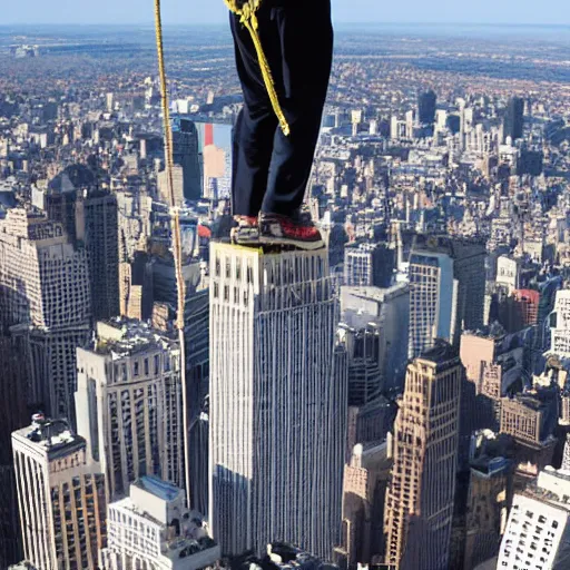 Image similar to large man climbing up empire state building