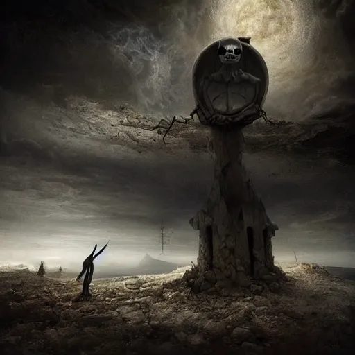 Image similar to michal karcz surrealism grunge drawing of the end of the world. , in the style of jack skellington, in the style of a clown, loony toons style, horror theme, detailed, elegant, intricate, 4k, Renaissance painting