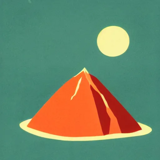 Prompt: 1960s minimalist illustration of a volcano