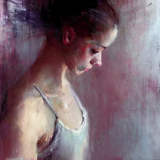 Image similar to A beautiful ballet dancer with makeup crying expression detailed painting beautiful artwork by jeremy mann