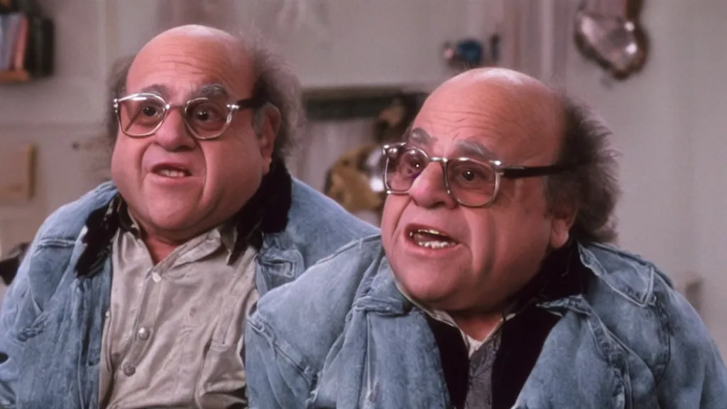 Image similar to A still of Danny Devito in Back to the Future, 8k