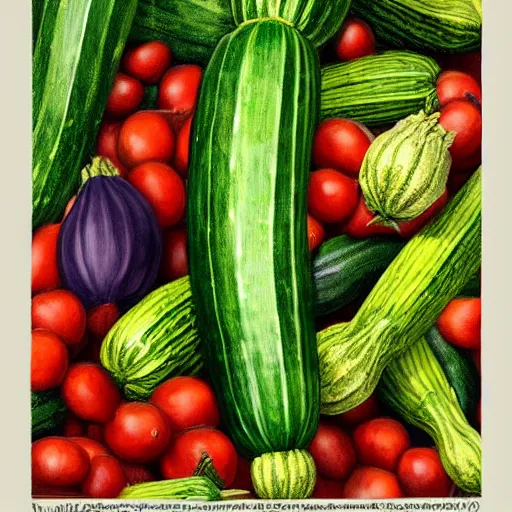 Image similar to mark zuckerberg as a zucchini, vegetable market stand in the background, digital painting by arcimboldo