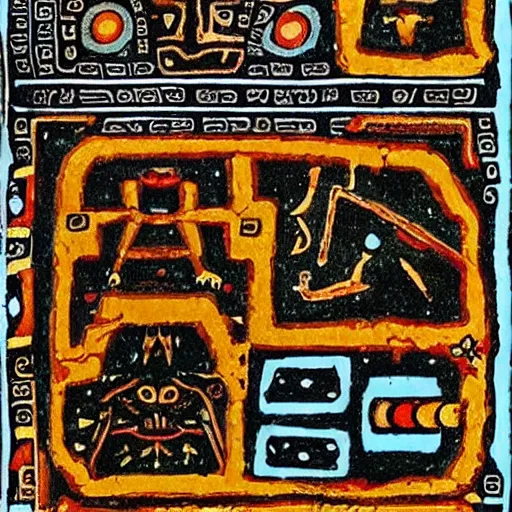 Image similar to Ancient Mayan codex with illustrations of System Shock 2