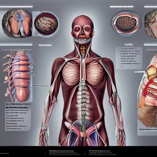 Prompt: hyperrealism hyperdetailed medical journal page of anatomy of an alien body surgery instructions medical journal book medical photography medical art by bryan christie 8 k hd hdr unreal engine 5 volumetric lighting