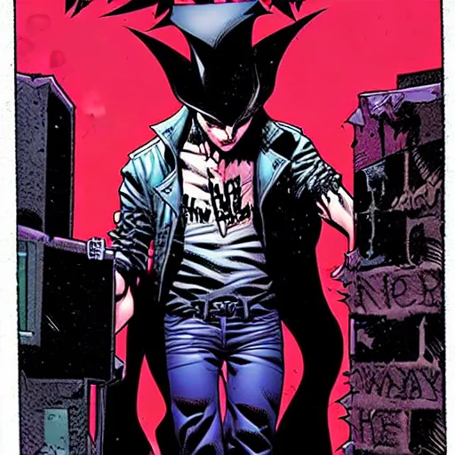 Image similar to amazing comic book art of a punk vampire hiding from the police in a dark alley, comic cover, award - winning, masterpiece, drawn by greg capullo and sean murphy and peach momoko and russell dauterman and ryan ottley