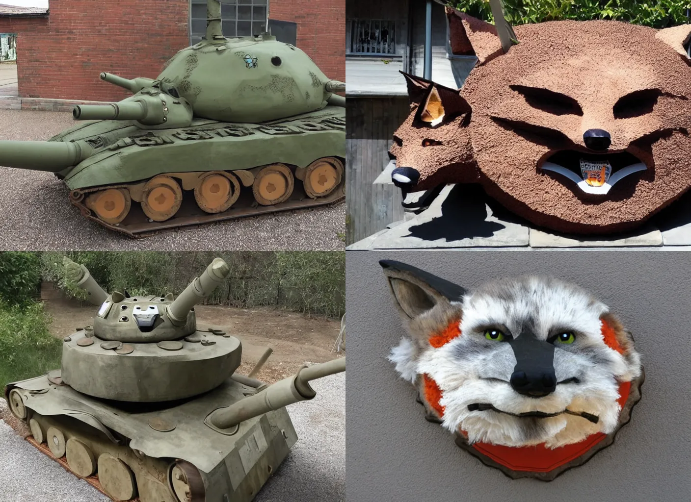 Prompt: tank in the shape of fox with fox head