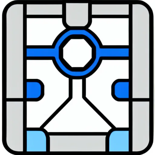 Image similar to a vectorized, 3 d, blue - grey gear, robot icon, depth