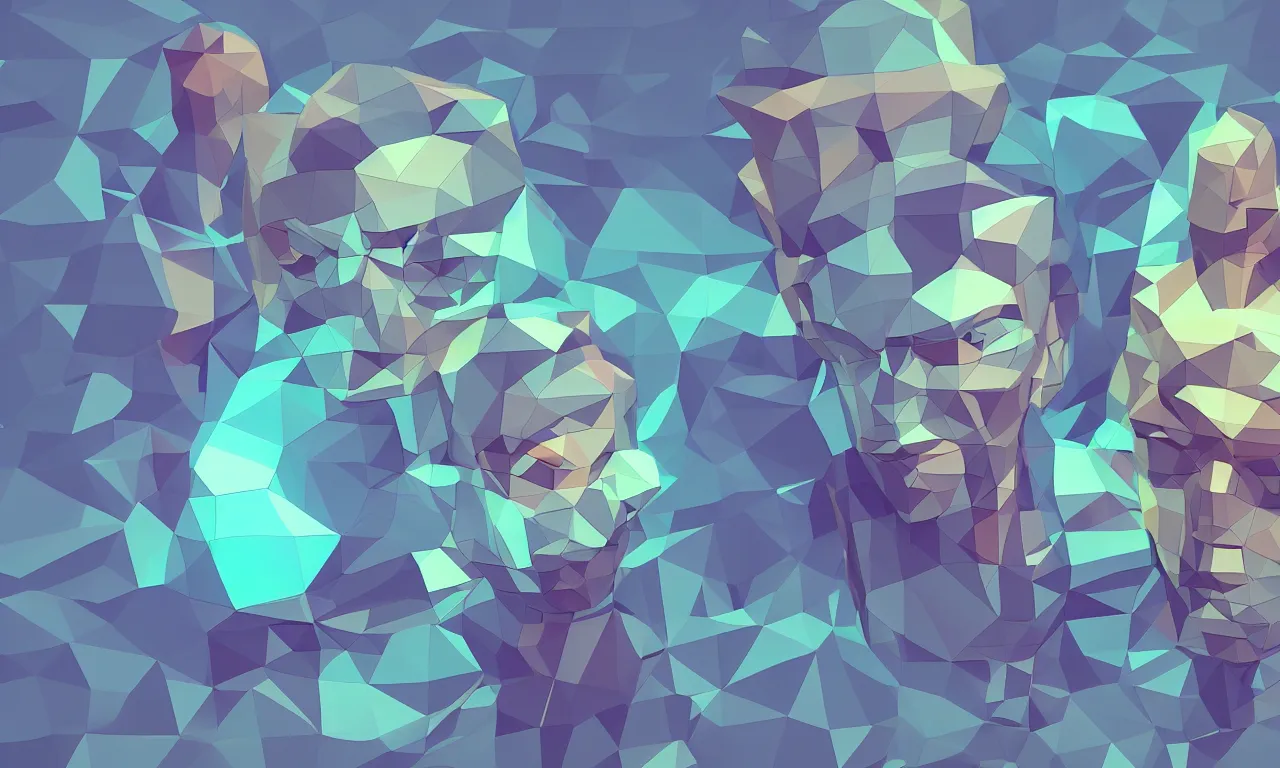 Prompt: low poly render of rick and mortys head