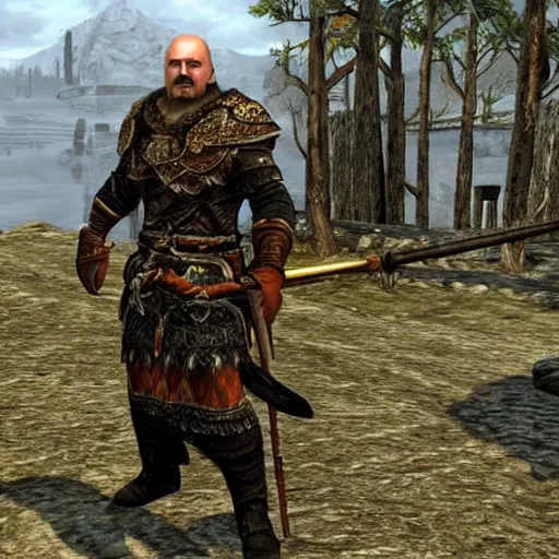 Image similar to Alexander Lukashenko as a Jarl in The Elder Scrolls V: Skyrim