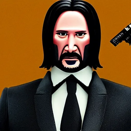 Image similar to john wick as a muppet. still photo. cinematic. dramatic lighting.