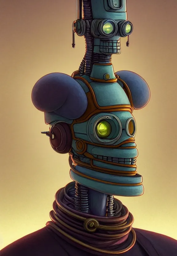 Prompt: portrait of bender from futurama, looking at camera, d & d, intricate, elegant, stylish, regal, fantasy, extremely detailed, digital painting, artstation, concept art, smooth, sharp focus, illustration, ambient lighting, art by artgerm and greg rutkowski and alphonse mucha and simon stalenhag