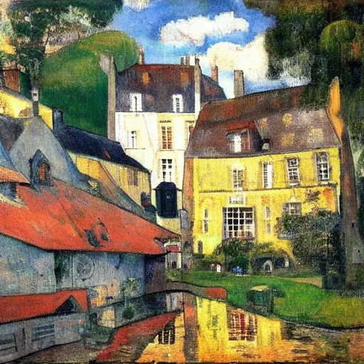 Prompt: quimper, france, by paul gauguin, artstation